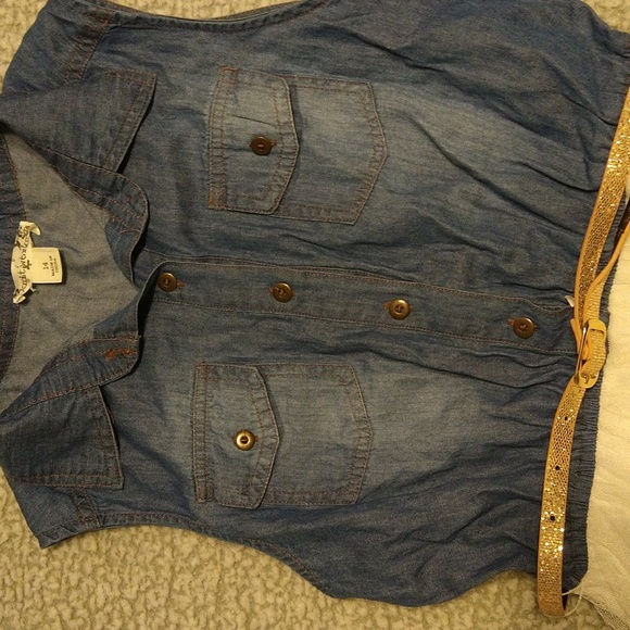 Knitworks dainty denim & white tulle belted country style dress - Picture 5 of 6